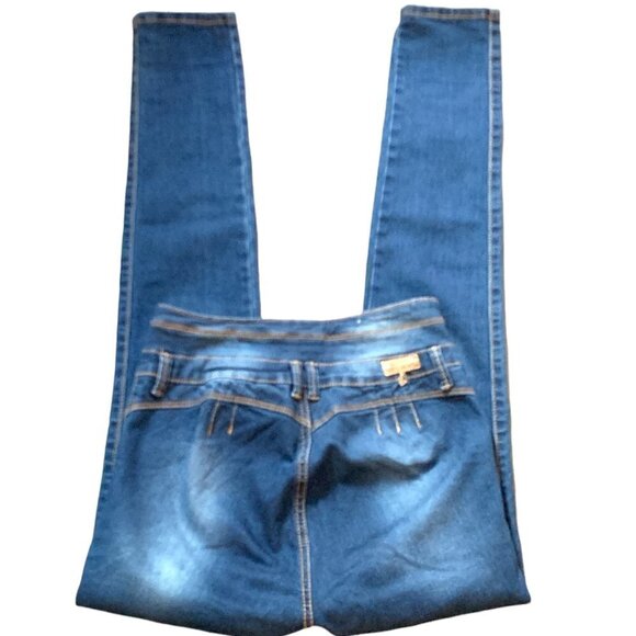 Mitzi Michel Sz 7 High Waisted 3-Button Stretch Skinny Jeans 9B - Picture 6 of 9